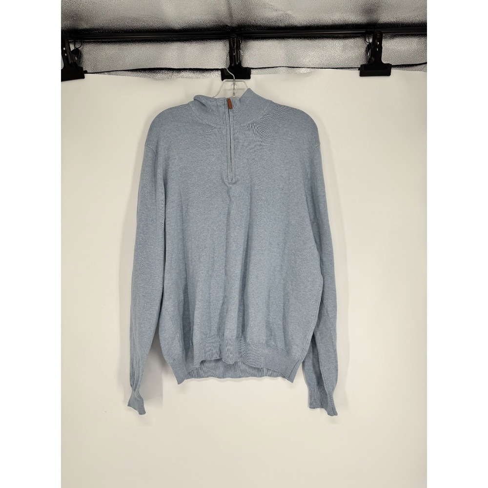 Collars & And Co Sweater Mens XL Light Blue Pure Cotton Quarter 1/4 Zip Pullover